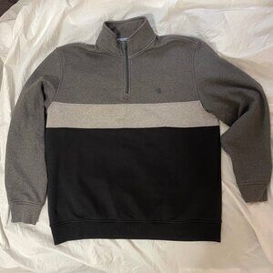 Men's Sz XL IZOD Advantage Performance Stretch 1/4 Zip Colorblock Black and Gray